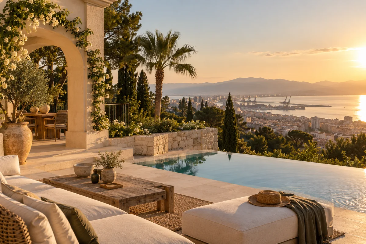 Private Mediterranean terrace overlooking Málaga bay